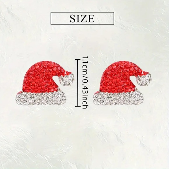 Santa Hat Stud Earrings - Picture 2 of 5